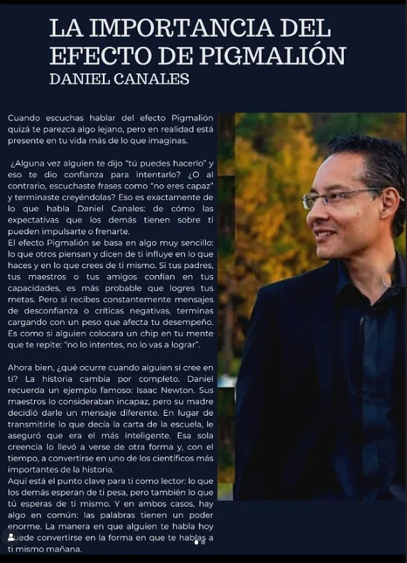 Artículo de Daniel Canales sobre el efecto Pigmalión